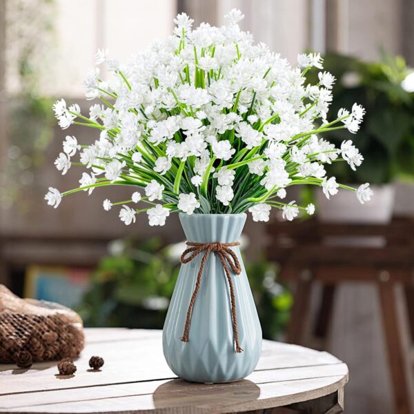 20 Bundles Artificial Flowers for Outdoor Outside Spring Summer Decoration UV Resistant Faux Flowers No Fade Fake Plastic Plants Garden Porch Window Box Decorating (Pure White) 4