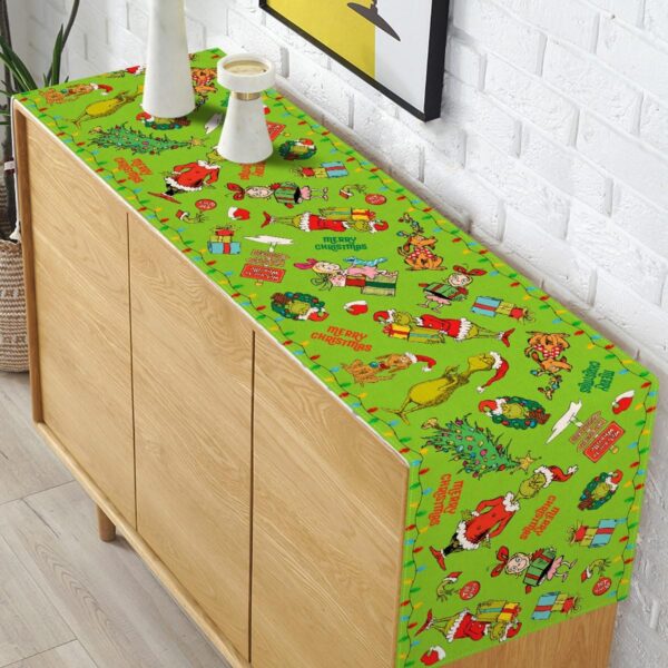Merry Christmas Table Runner Christmas Xmas Winter Holiday Season Party Decorations Kitchen Fireplace Dining Room Home Decor (Green, 13" x 72") 4