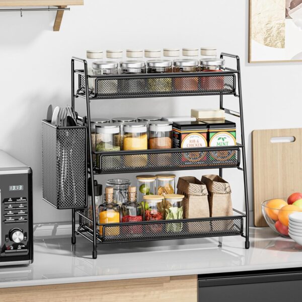Bathroom Countertop Organizer Shelf - 3 Tier Counter Spice Rack Metal Makeup Rack Small Coffee Station Organizer for Sink/Bedroom/Living room/Kitchen/Office 4