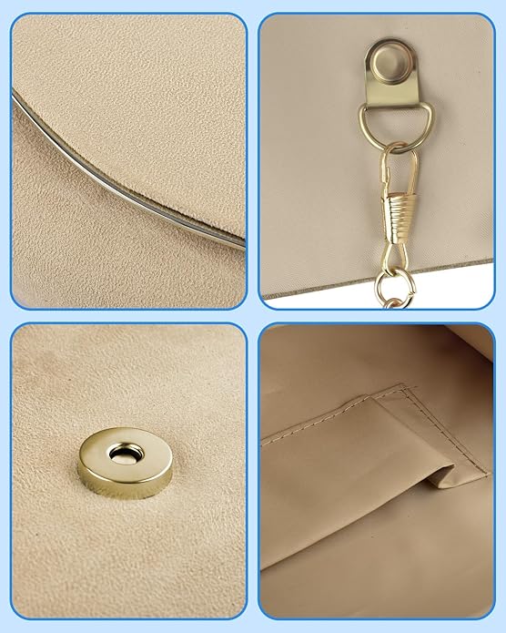 Clutch Purses for Women, Formal Evening Bags Suede Shoulder Envelope Party Handbags Wedding Cocktail Prom Clutches 4