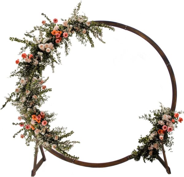 7.5FT Circle Wood Arch for Wedding Ceremony Arbor Backdrop Stand for Garden Wedding Parties 1