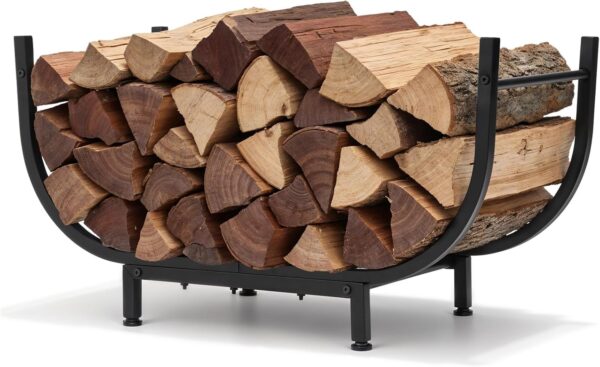 30" Firewood Rack Outdoor Indoor, Heavy Duty Firewood Storage Holder Rustproof, Stable Log Holder and Metal Fireplace Decor Organizer Space Saving 1