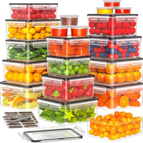 1 40 PCS Food Storage Containers with Lids Airtight (20 Containers & 20 Lids) - Plastic Food Containers for Kitchen Storage Reusable BPA-Free Leakproof Meal Prep Container with Labels & Pen