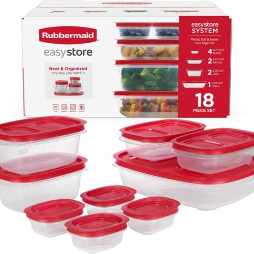 1 EasyStore Large Containers, 18-Piece Set, Food Storage Containers with Lids
