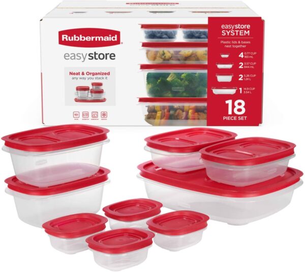 EasyStore Large Containers, 18-Piece Set, Food Storage Containers with Lids 1