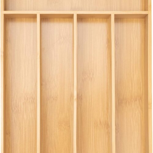 Silverware Organizer Kitchen Drawer Organizer Utensil Organizer Bamboo Silverware Holder Cutlery Organizer in Drawer Flatware Organizer Tray(5 slots, Natural