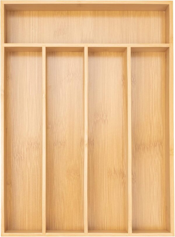 Silverware Organizer Kitchen Drawer Organizer Utensil Organizer Bamboo Silverware Holder Cutlery Organizer in Drawer Flatware Organizer Tray(5 slots, Natural 1