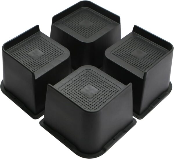 Bed Risers Heavy Duty, Oversized Furniture Risers, Support Up to 6000 Lbs, Lift 4 inch for Couch, Sofa, Table,Chair (Black 4 Pack, 4 inch) 1