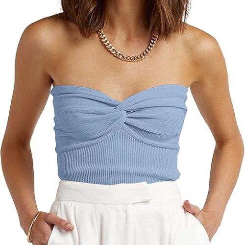 Womens Tube Tops Summer Outfits Cute Crop Tops 2026 Beach Vacation Spring Fashion Y2K Strapless Sleeveless Clothes