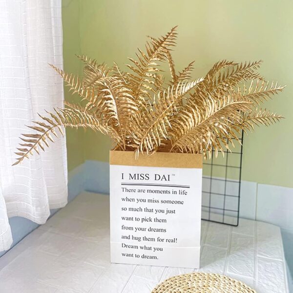 Artificial Golden Plants 30" 2 Pack, Fake Areca Palm Tropical Leaf Plastic Boston Plant for Home Kitchen Party Flowers Arrangement Wedding Decorations Gold Leaves Christmas DIY Decor 2