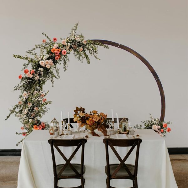 7.5FT Circle Wood Arch for Wedding Ceremony Arbor Backdrop Stand for Garden Wedding Parties 2