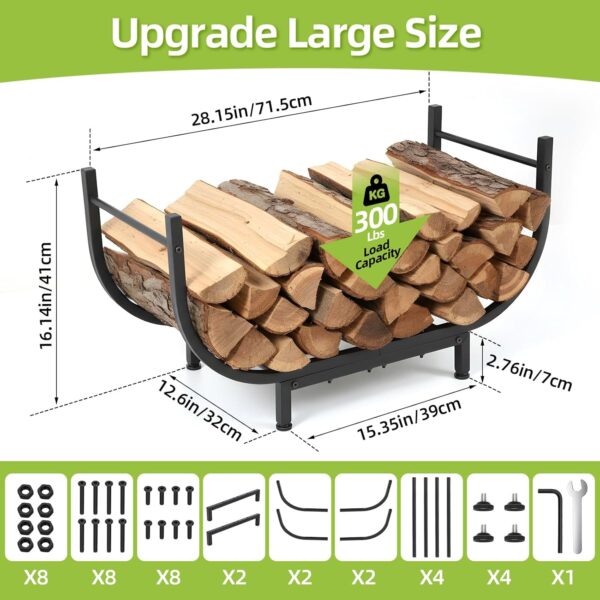 30" Firewood Rack Outdoor Indoor, Heavy Duty Firewood Storage Holder Rustproof, Stable Log Holder and Metal Fireplace Decor Organizer Space Saving 2