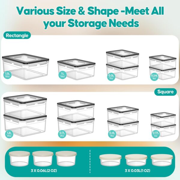 40 PCS Food Storage Containers with Lids Airtight (20 Containers & 20 Lids) - Plastic Food Containers for Kitchen Storage Reusable BPA-Free Leakproof Meal Prep Container with Labels & Pen 2