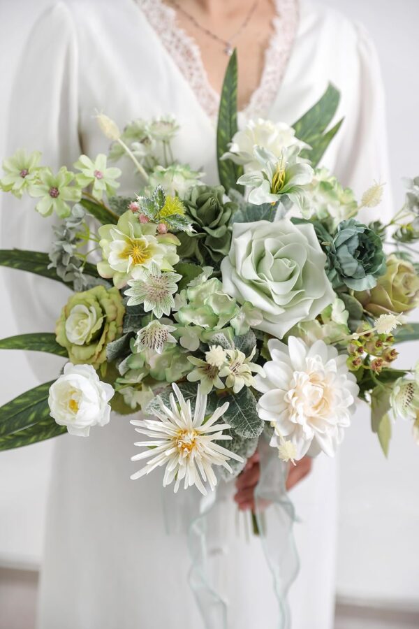 Forest Green Artificial Flowers Combo Box Set Silk Flowers Fake Rose for DIY Floral Arrangements Wedding Bouquets Centerpieces Baby Shower Party Home Decorations 2