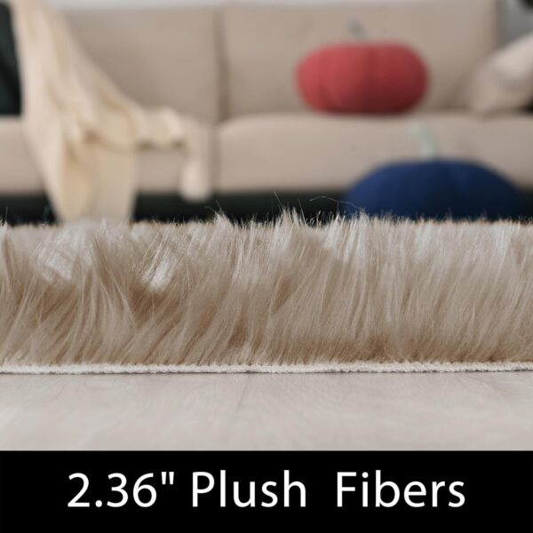 2x3 Brown Beige Small Faux Fur Rug Fluffy Furry Rugs Throw Rug Washable Shag Plush Soft Rugs for Living Room Bedroom and Dorm 2