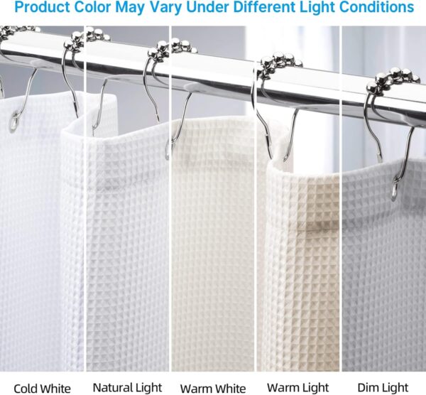 White Shower Curtain Fabric, Waffle Shower Curtains for Bathroom, Cloth Shower Curtain Heavy Duty, Thick Bathroom Shower Curtains Hotel Quality, Premium Polyester, 72x72 Inches 2