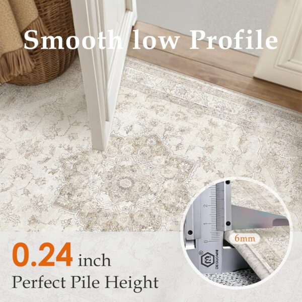 Beige Area Rug 2x3 Washable Vintage Small Carpet for Entryway Kitchen Soft Retro Low Pile Thin Door Mat Non Slip Oriental Medallion Throw Rug for Bathroom Office Bedroom Dining Room 3