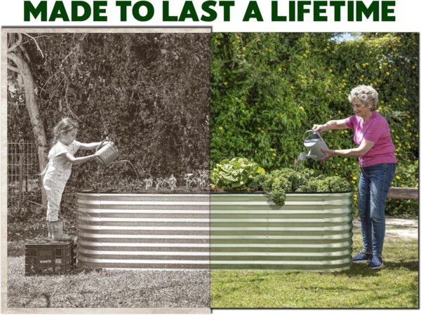 Plant & Plot Galvanized Raised Garden Beds Outdoor // 8×2×2 ft Planter Raised Beds for Gardening, Vegetables, Flowers // Large Metal Garden Box (Silver) // Patented Tool-Free Design 3