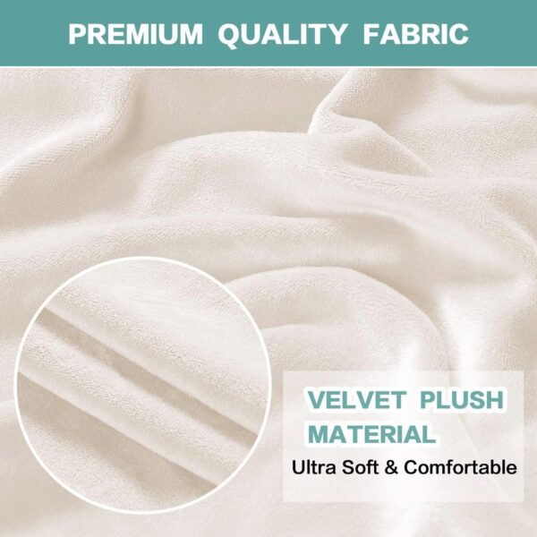 Velvet Couch Covers Sofa Covers for 3 Cushion Couch Stretch Sofa Slipcovers with Non Slip Elastic Bottom Furniture Protector for Pets Crafted from Soft Thick Velvet Fabric (Sofa, Ivory) 3