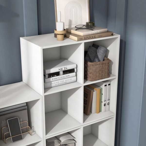 Apexa 4-Cube Storage Organizer Shelves, Stackable Wood Bookcase Fits Cubby Bins for Organization, Dorm Teen Room Decor & Home Office, White 3