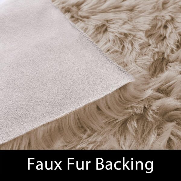2x3 Brown Beige Small Faux Fur Rug Fluffy Furry Rugs Throw Rug Washable Shag Plush Soft Rugs for Living Room Bedroom and Dorm 3