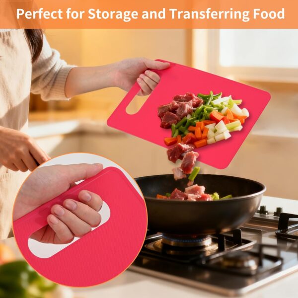 Plastic Cutting Board Set, 3 Pack Small Chopping Boards for Kitchen, BPA-Free, Dishwasher Safe, Color Coded Boards Pads for Meat Vegetable Fruit, Easy Grip Handle, Non-Slip, Space Saving 3