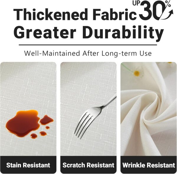 Table Cloth (Fits 4 Foot Table) Rectangle Linen Waterproof Textured White Tablecloth, Washable Wrinkle Free Spill Proof Fabric Tablecloths for Dining Table Farmhouse, 52x70 Inch 3