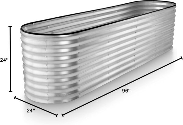 Plant & Plot Galvanized Raised Garden Beds Outdoor // 8×2×2 ft Planter Raised Beds for Gardening, Vegetables, Flowers // Large Metal Garden Box (Silver) // Patented Tool-Free Design 4