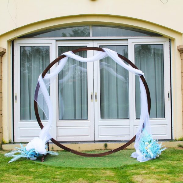7.5FT Circle Wood Arch for Wedding Ceremony Arbor Backdrop Stand for Garden Wedding Parties 4