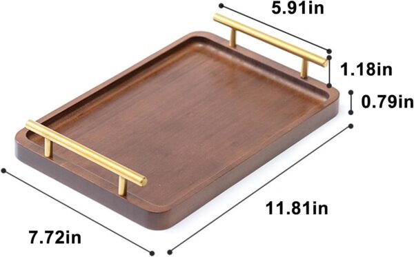 Bamboo Serving Tray with Gold Handles, Food Tray for Breakfast,Coffee Table,Dinner & Bar, Decorative Tray for Kitchen, Bedroom (Small) 4