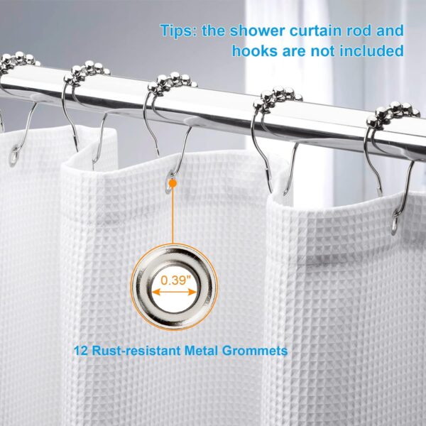 White Shower Curtain Fabric, Waffle Shower Curtains for Bathroom, Cloth Shower Curtain Heavy Duty, Thick Bathroom Shower Curtains Hotel Quality, Premium Polyester, 72x72 Inches 4