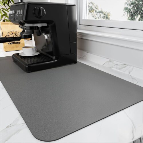 WF10678MAX_1 HotLive Coffee Mat - Absorbent Hide Stain Rubber Backed Dish Drying Mat for Kitchen Counter - Bar Mats for Countertops Accessories Fit Under Coffee Maker Espresso Machine
