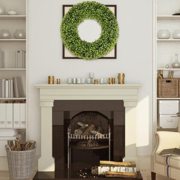 Boxwood Wreath,20inch Wreath for Front Door Greenery Wreath Outdoor/Indoor Green Home Round All Year Round Farmhouse St Patricks Day Decorations 4