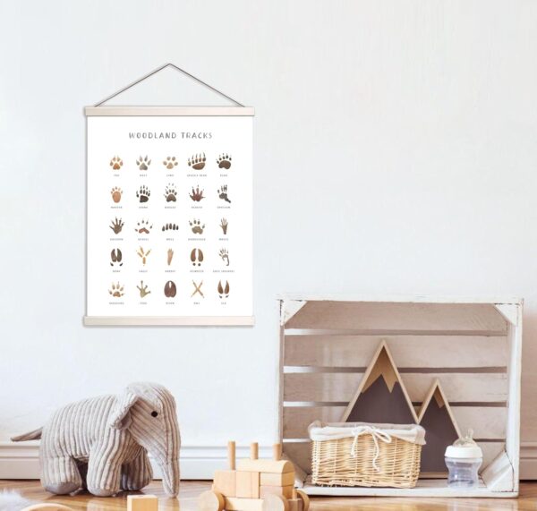 AWISBI Woodland Animal Tracks Hanging Poster, Woodland Nursery Decor 16x20 Inch, Animal Tracks Canvas Artwork, Forest Nursery Decor, Boy Nursery Wall Decor For Kids 2
