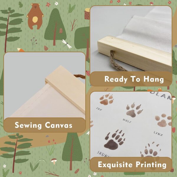 AWISBI Woodland Animal Tracks Hanging Poster, Woodland Nursery Decor 16x20 Inch, Animal Tracks Canvas Artwork, Forest Nursery Decor, Boy Nursery Wall Decor For Kids 3