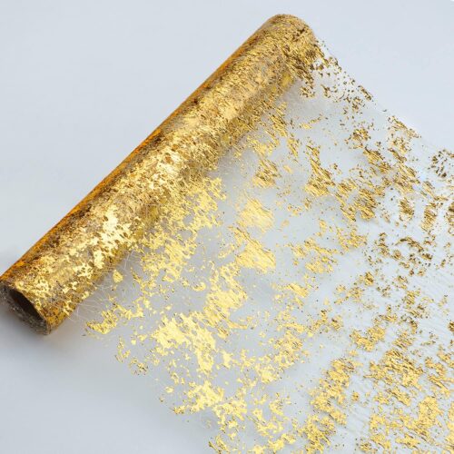 WF11839MAX_1 Snowkingdom Glitter Gold Table Runner Roll 11 Inch x 20 Feet Thin Mesh Sparkly Metallic Elegant Centerpieces Table Decorations for Wedding Bridal Shower Christmas Birthday Holiday Party Mothers Day