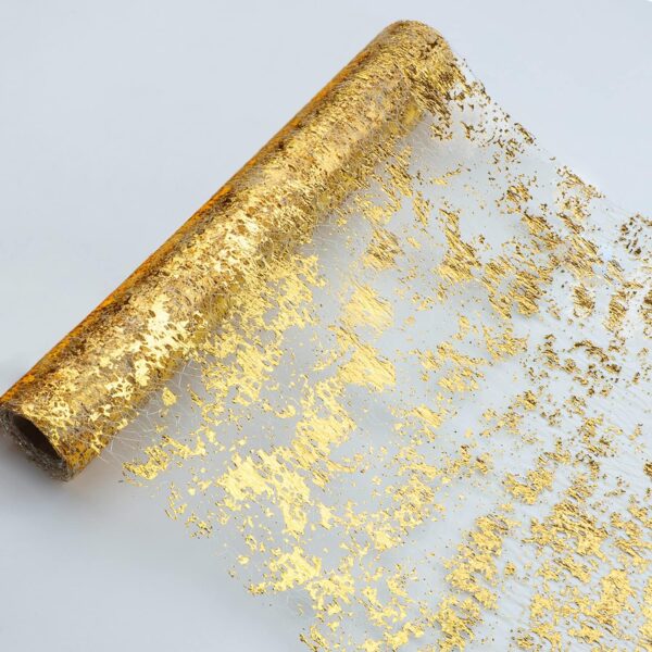 Snowkingdom Glitter Gold Table Runner Roll 11 Inch x 20 Feet Thin Mesh Sparkly Metallic Elegant Centerpieces Table Decorations for Wedding Bridal Shower Christmas Birthday Holiday Party Mothers Day 1