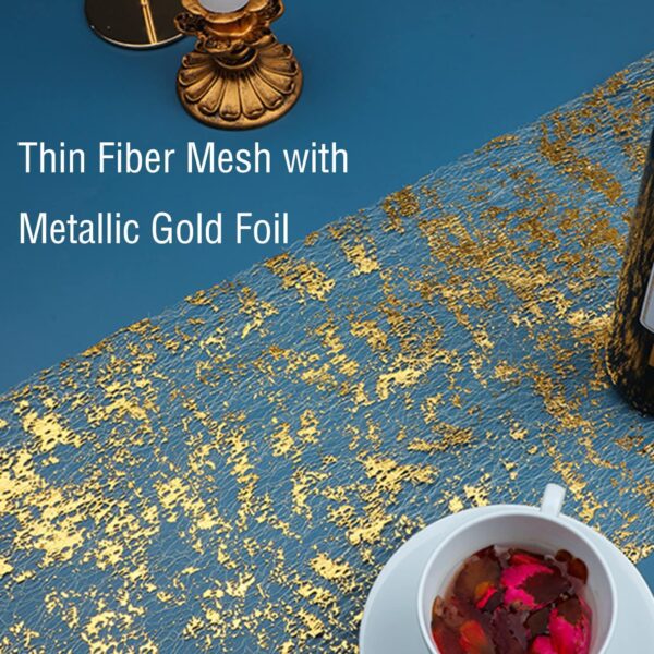 Snowkingdom Glitter Gold Table Runner Roll 11 Inch x 20 Feet Thin Mesh Sparkly Metallic Elegant Centerpieces Table Decorations for Wedding Bridal Shower Christmas Birthday Holiday Party Mothers Day 3