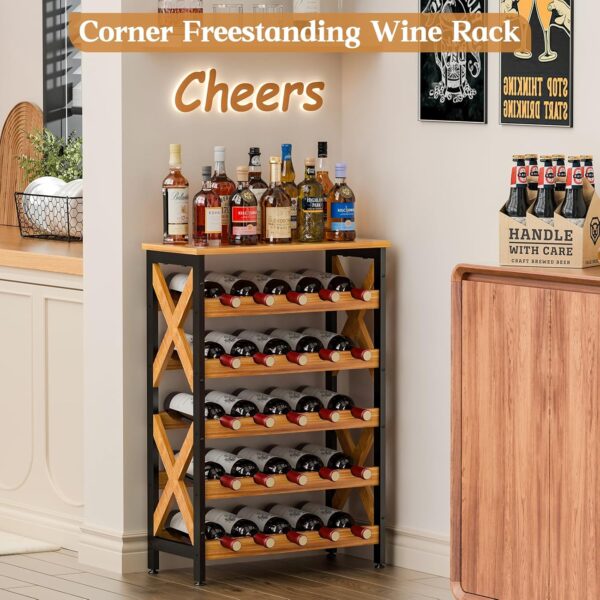 25 Bottle Wine Rack Freestanding Floor Rustic Wine Holder Stand 5 Tier Wobble-Free Tall Wine Racks Wine Large Display Storage Shelf for Cellar Kitchen 21.6''L x 10.6''W x 31.8''H 2