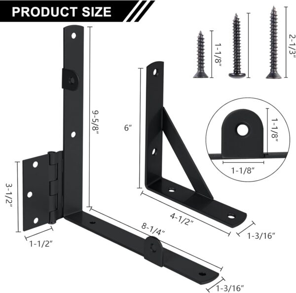 Gate Hardware Kit for Wood Fence, Corner Brace Bracket, Anti Sag Frame Hardware With Latch and Hinges for Wooden Fence Driveway, Black, MKZJ1115 2