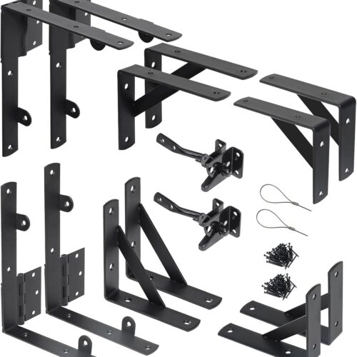 WF2715MAX_1 WEKIS 2 Sets Anti Sag Gate Kit Heavy Duty No Sag Kit Gate Corner Brace Bracket for Wooden Fence Gate with Self-Locking Gate Latch