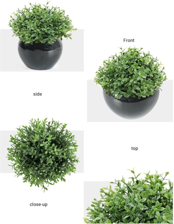 Velener Fake Sage Plants for Shelf Decor, Small Artificial Succulents Grass Desk Plant for Office Women, Mini Faux Plant Indoor, Masculine Home Decor, Coffee Table Decor in Pot 3