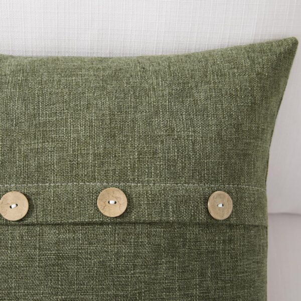 Meekio Set of 2 Dark Moss Green Pillow Covers 18 x 18 Linen Pillow Covers with Coconut Buttons Farmhouse Décor Housewarming Gifts 4
