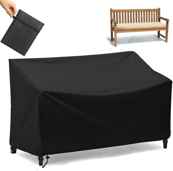 Outdoor Bench Cover Waterproof 2 Seater Patio Bench Cover Outdoor Patio Furniture Garden Sofa Chair Cover, Fit for 2-Seater Seating Metal & Hardwood Patio Garden Bench, 53L x 26W x 35H inche 1