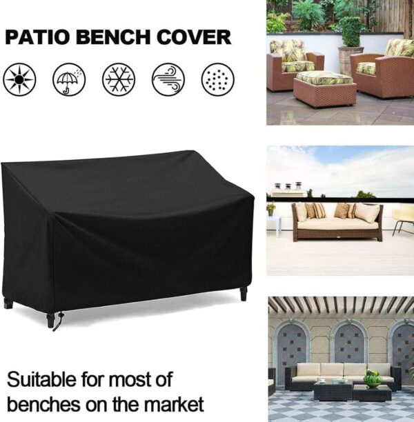 Outdoor Bench Cover Waterproof 2 Seater Patio Bench Cover Outdoor Patio Furniture Garden Sofa Chair Cover, Fit for 2-Seater Seating Metal & Hardwood Patio Garden Bench, 53L x 26W x 35H inche 3
