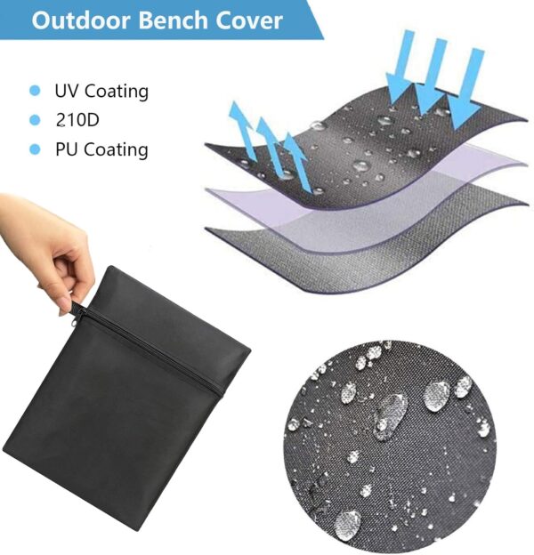 Outdoor Bench Cover Waterproof 2 Seater Patio Bench Cover Outdoor Patio Furniture Garden Sofa Chair Cover, Fit for 2-Seater Seating Metal & Hardwood Patio Garden Bench, 53L x 26W x 35H inche 4