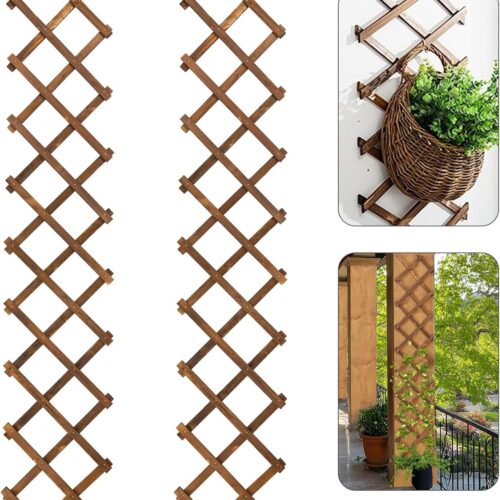 WF4266MAX_1 Pack of 2 Extra Thick Wooden Wall Trellis- Expandable Wall Planter Lattice Panels for Climbing Plants, Hanging Vertical Plant Support Fence Frame Outdoor Indoor for Balcony Patio Garden Room