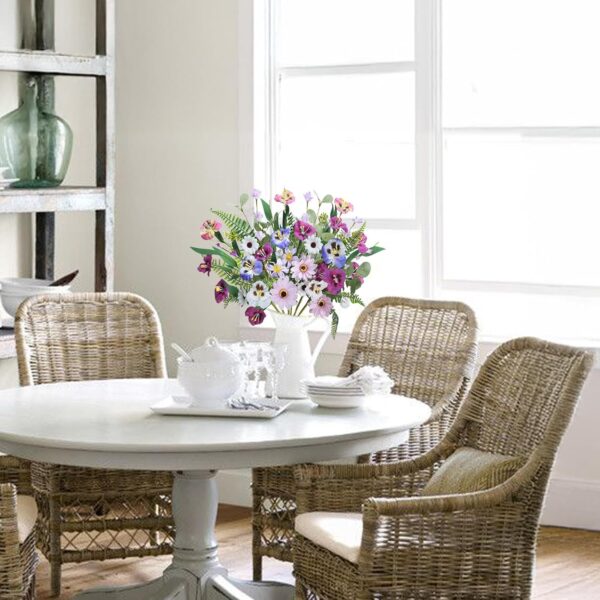 6Pcs Cemetery Flowers for Grave Silk Flower Funeral Flowers Arrangements Fake Daisies Pansies Wildflower Bouquet for Graveside Wedding Home Table Vase DIY Decor 19.6in 4