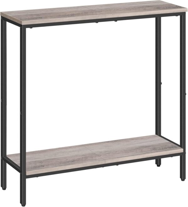 HOOBRO 29.5" L Narrow Console Table, Sofa Table Behind Couch with 2-Tier Storage Display Shelves, 8.7" D Small Entryway Table for Hallway, Foyer, Living Room, Bedroom, Greige and Black BG22XG01 1