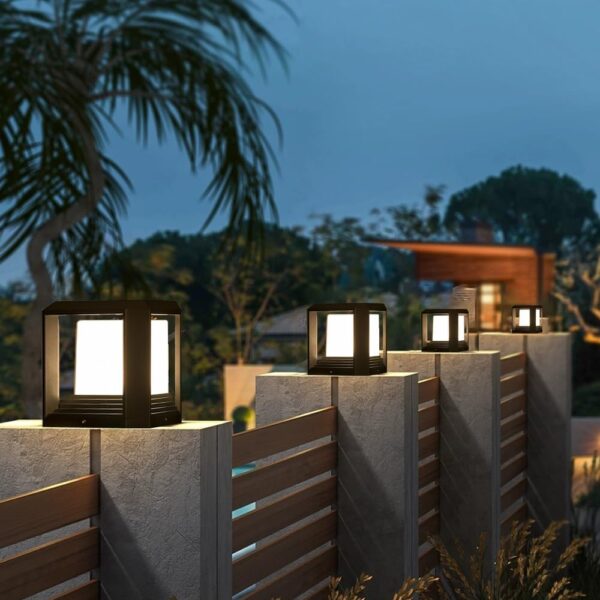 Outdoor Post Lights,Fits 5.91"x5.91"x6.34" Wooden Fence Deck Patio Garden, LED Lamp Post Waterproof Lantern 13W 3000K Modern Black Outdoor Column Lamps ETL certificated… 3